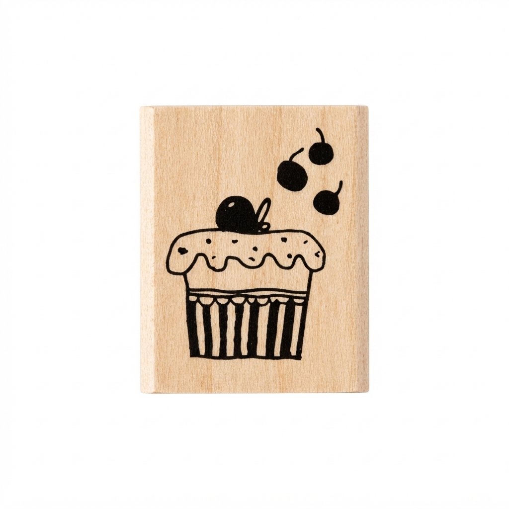 Micia Maple Wood Stamp - Cup Cake - Image 2