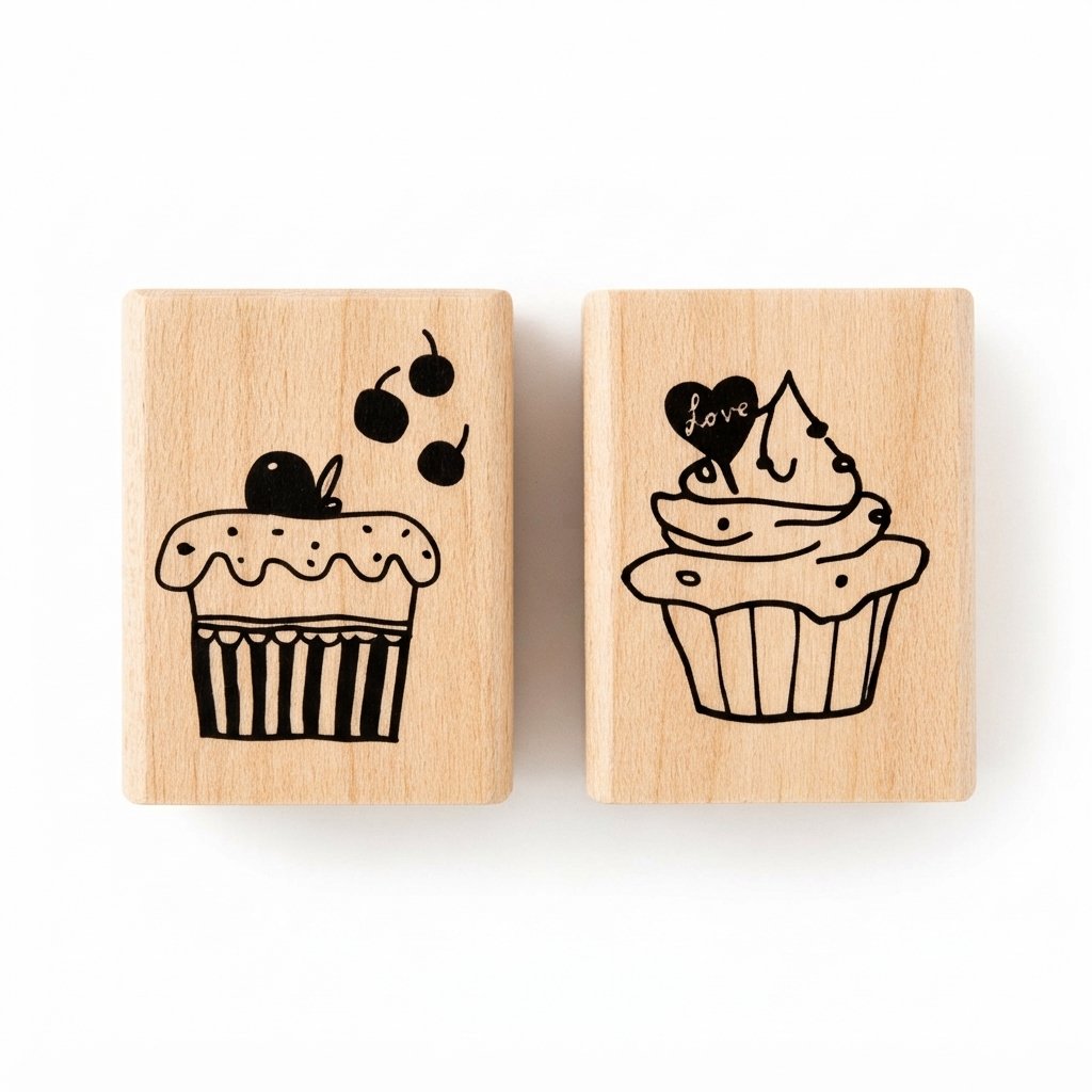 Micia Maple Wood Stamp - Cup Cake