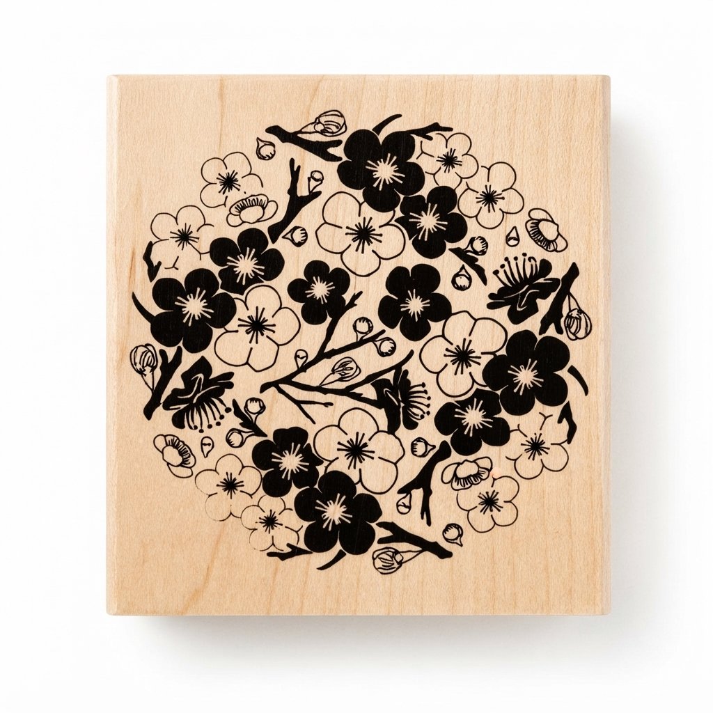 Micia Maple Wood Stamp - Floral Pattern - Image 3