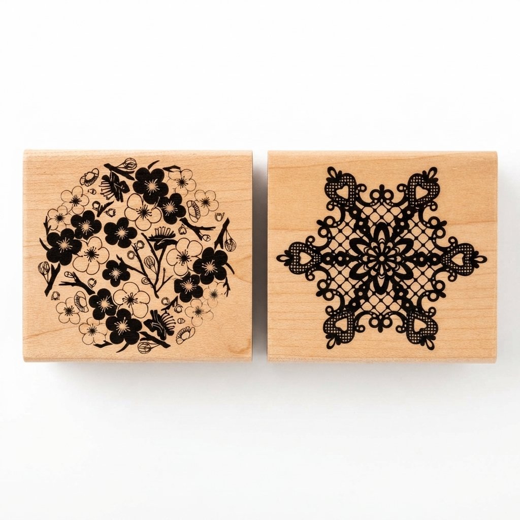 Micia Maple Wood Stamp - Floral Pattern