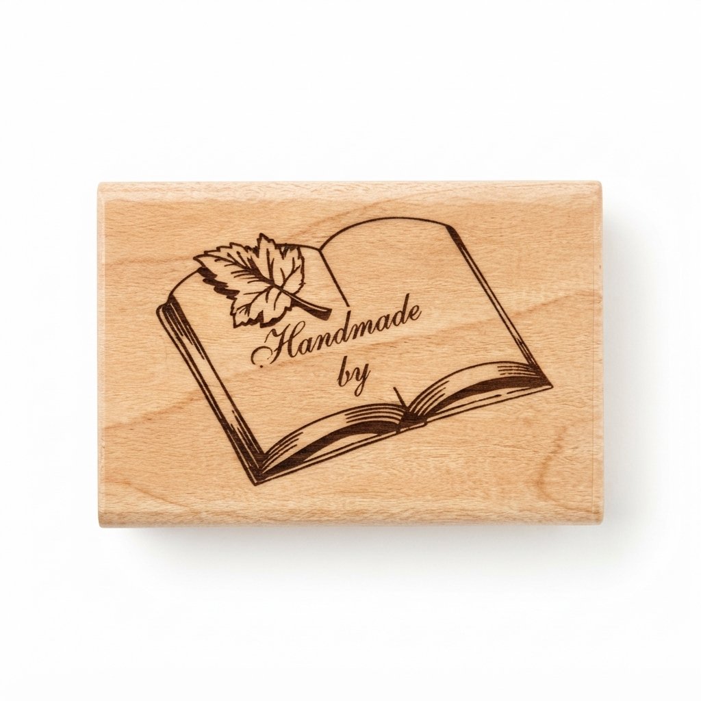 Micia Maple Wood Stamp - Handmade By - Image 3